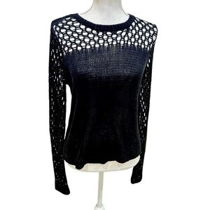 NWT eloquii black open weave long sleeve knit sweater size 14/16